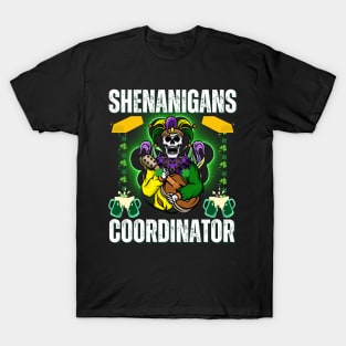 Shenanigans Coordinator - Joker Playing Guitar | Glowing Clover Leaf T-Shirt